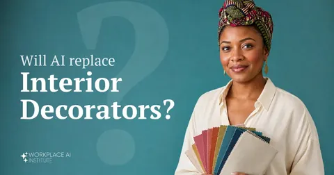 Will AI replace interior decorators? An interior decorator holding fabric swatches against a teal wall.
