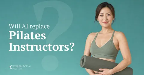 Will AI replace Pilates instructors? A Pilates instructor in activewear holding a rolled mat against a teal wall.