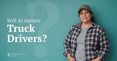 Will AI replace truck drivers? A truck driver in a flannel shirt and cap against a teal wall.