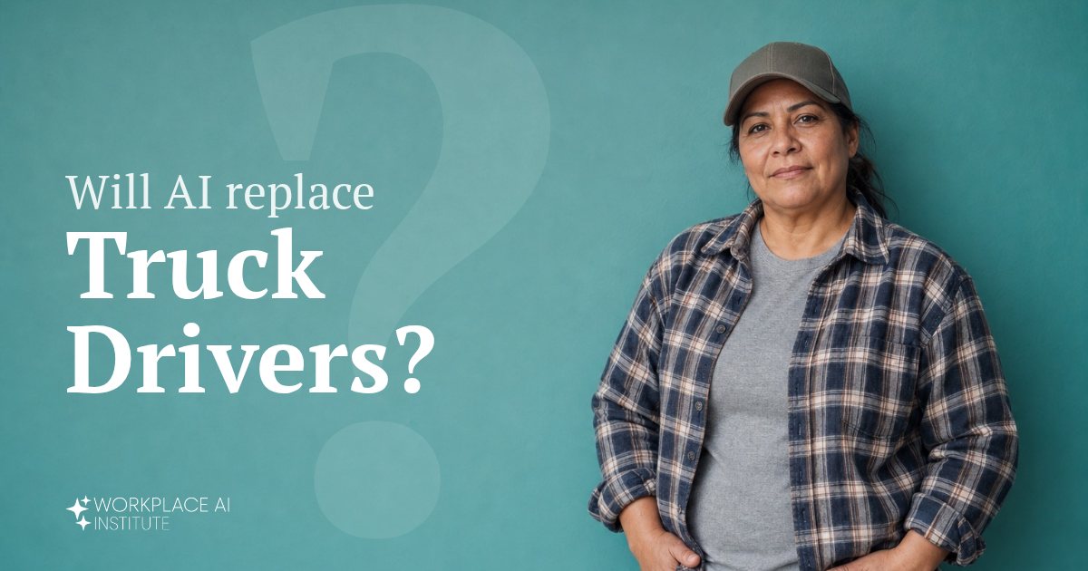 Will AI replace truck drivers? A truck driver in a flannel shirt and cap against a teal wall.